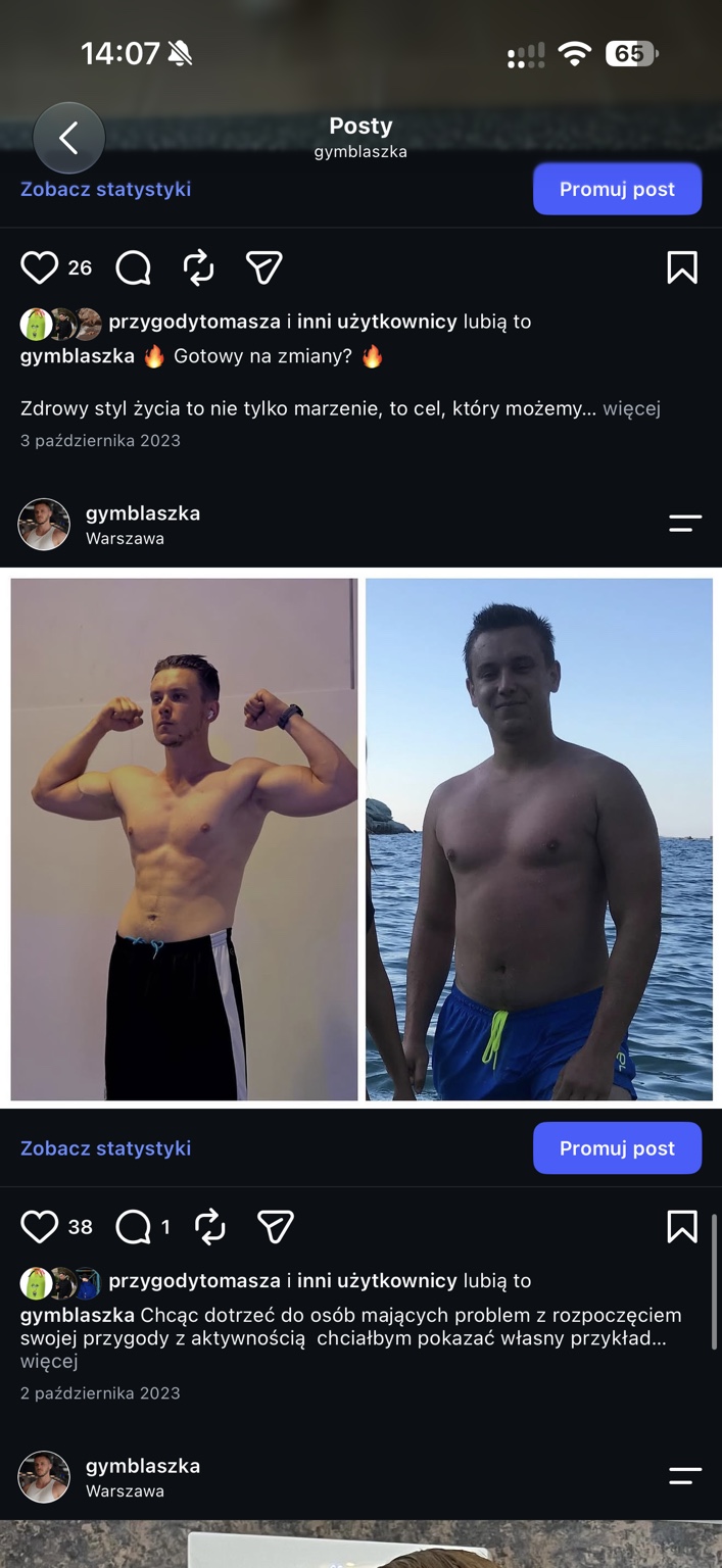 Mateusz Blicharz przed zmianą sylwetki, zdjęcie nad wodą
